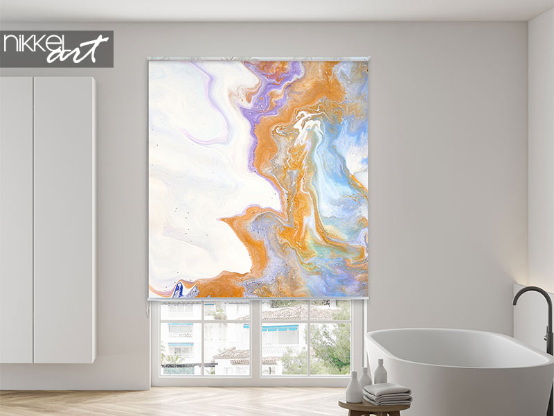 Printed roller blinds Marbling art done with acrylic paints