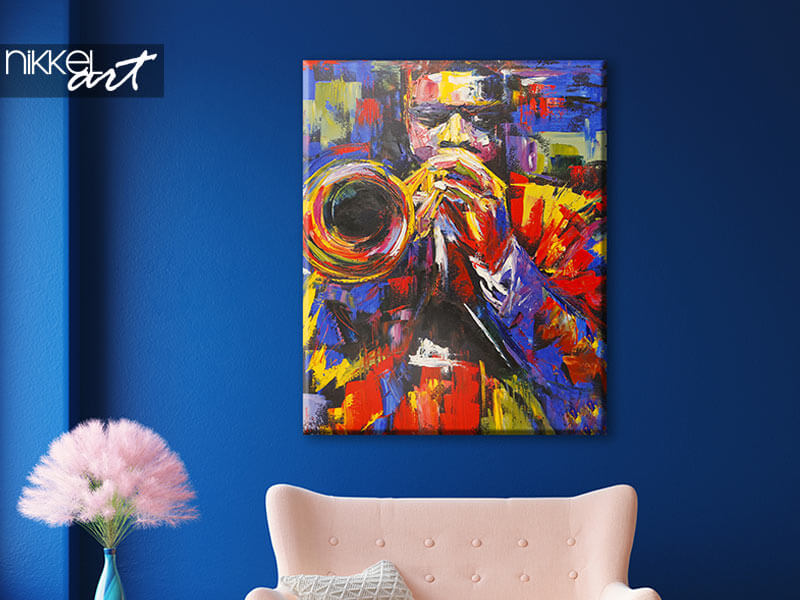 Canvas prints Colorful jazz trumpeter illustration