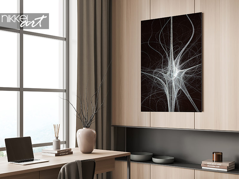 Brushed aluminium prints neuron fractal flame