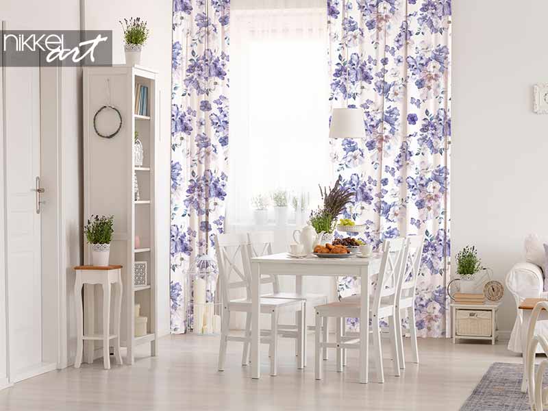 Curtains with peri flowers watercolor floral