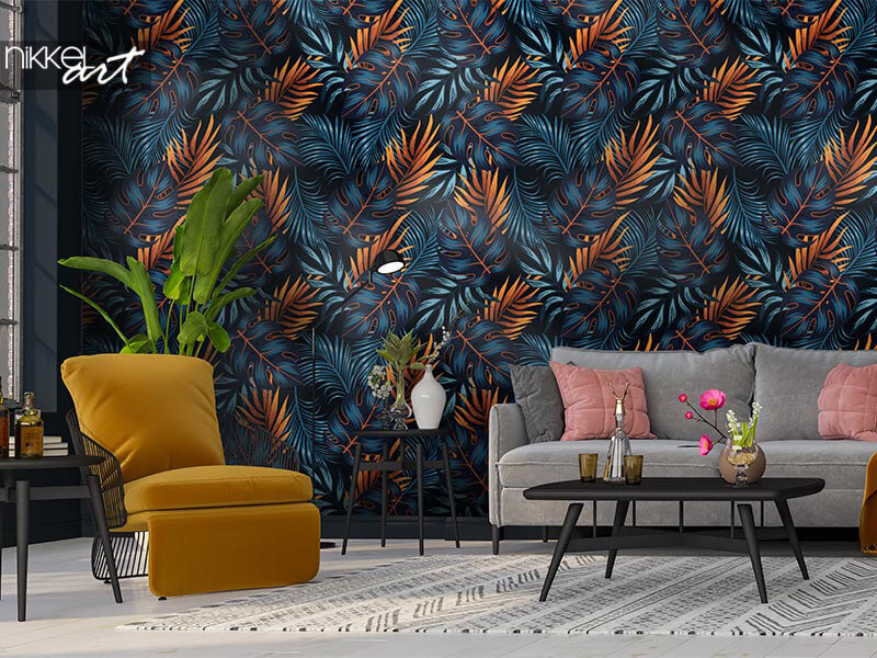 Living room wallpapers Botanical seamless tropical pattern